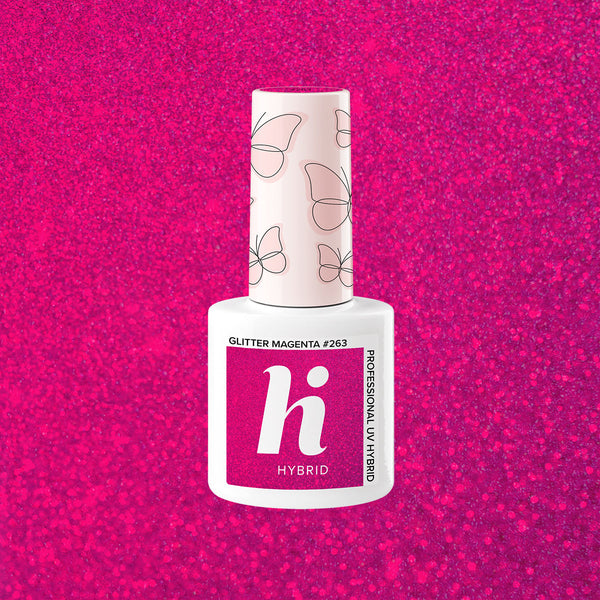 Hi Hybrid 263 Glitter Magenta UV Gel Polish 5ml - hihybrid