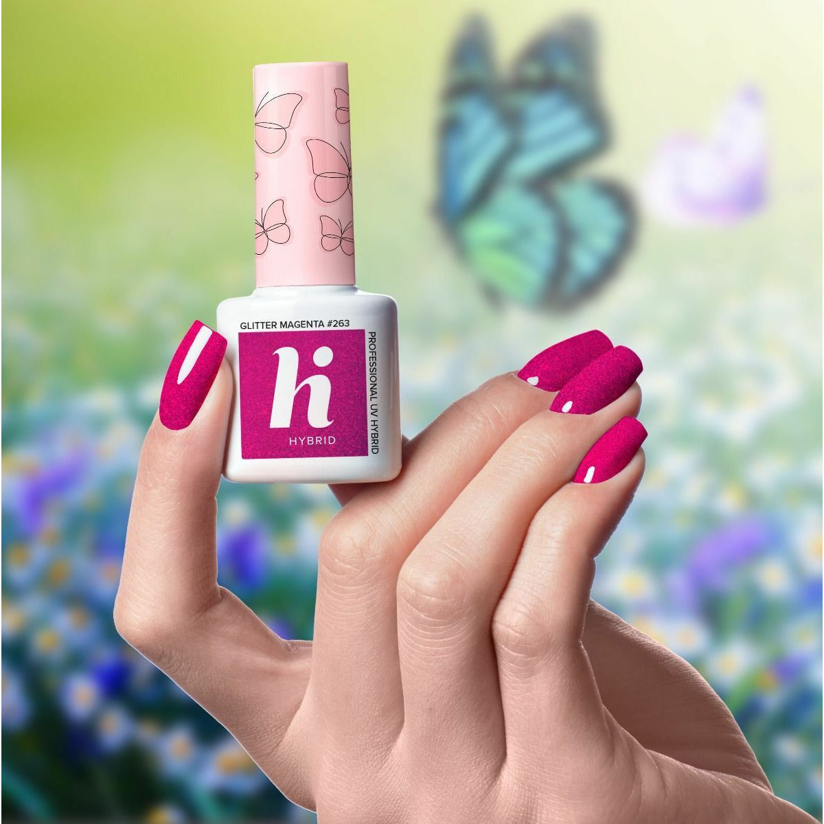 Hi Hybrid 263 Glitter Magenta UV Gel Polish 5ml - hihybrid