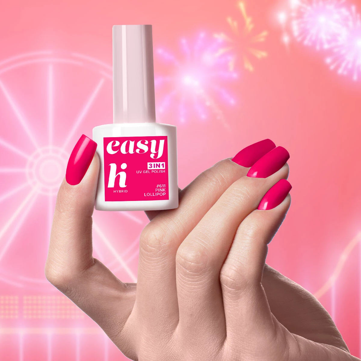 Hi Hybrid 611 EASY 3in1 Pink Lollipop UV Gel Polish 5ml - hihybrid