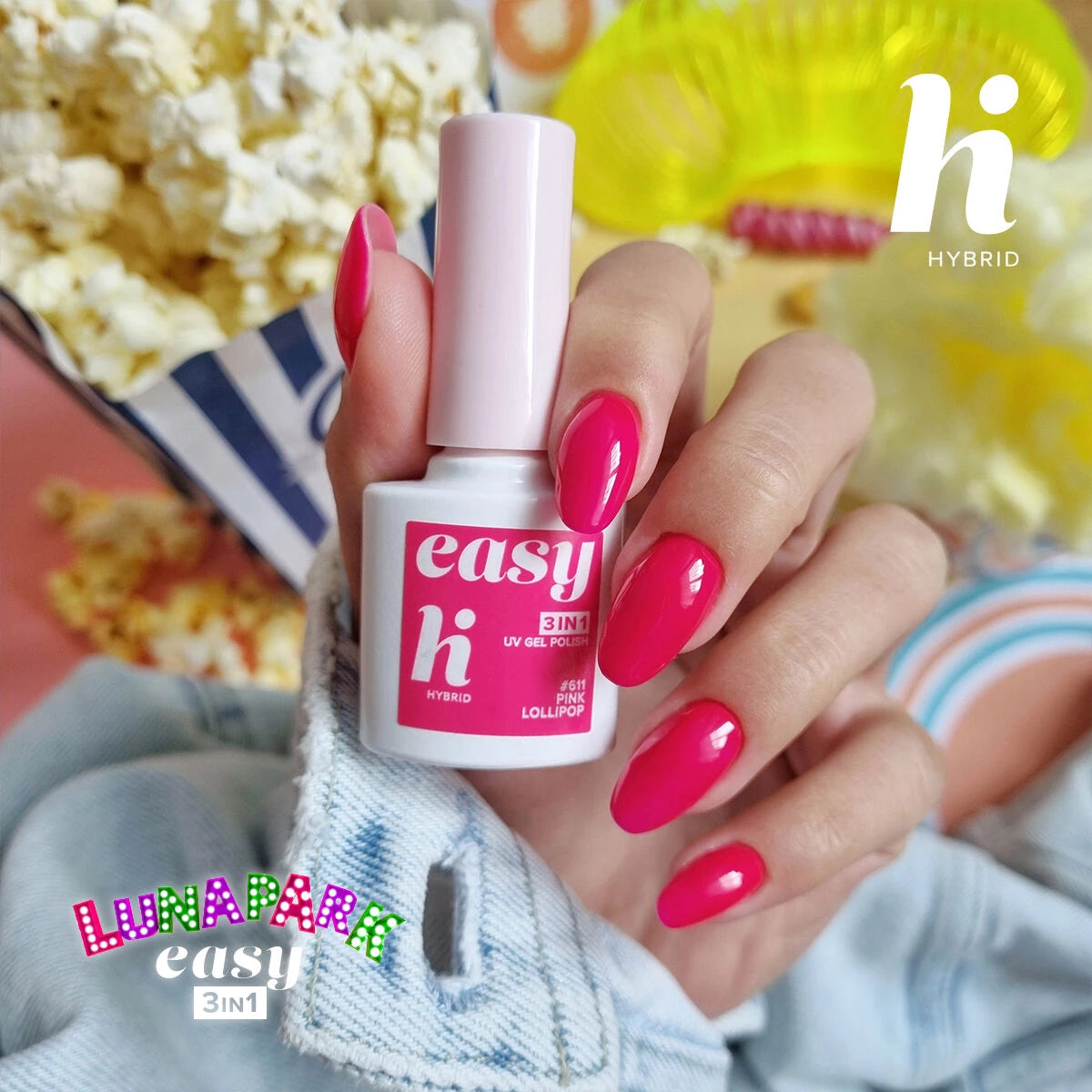 Hi Hybrid 611 EASY 3in1 Pink Lollipop UV Gel Polish 5ml - hihybrid