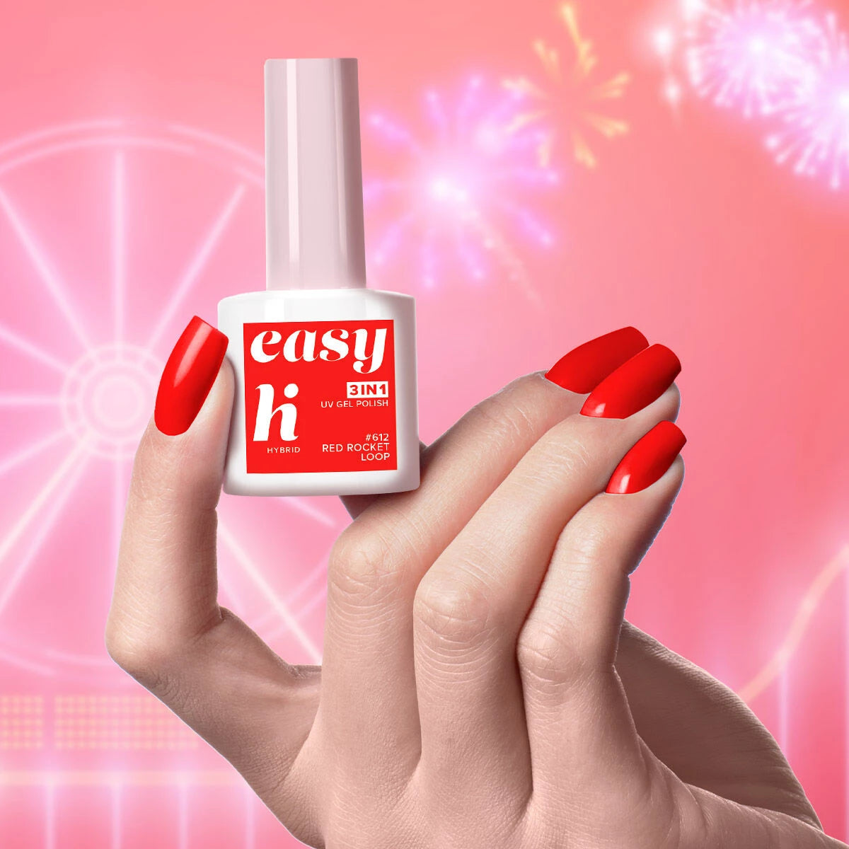 Hi Hybrid 612 EASY 3in1 Red Rocker Loop UV Gel Polish 5ml - hihybrid