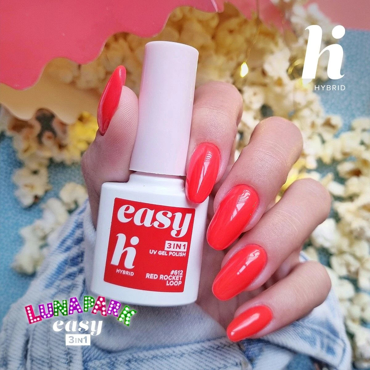 Hi Hybrid 612 EASY 3in1 Red Rocker Loop UV Gel Polish 5ml - hihybrid