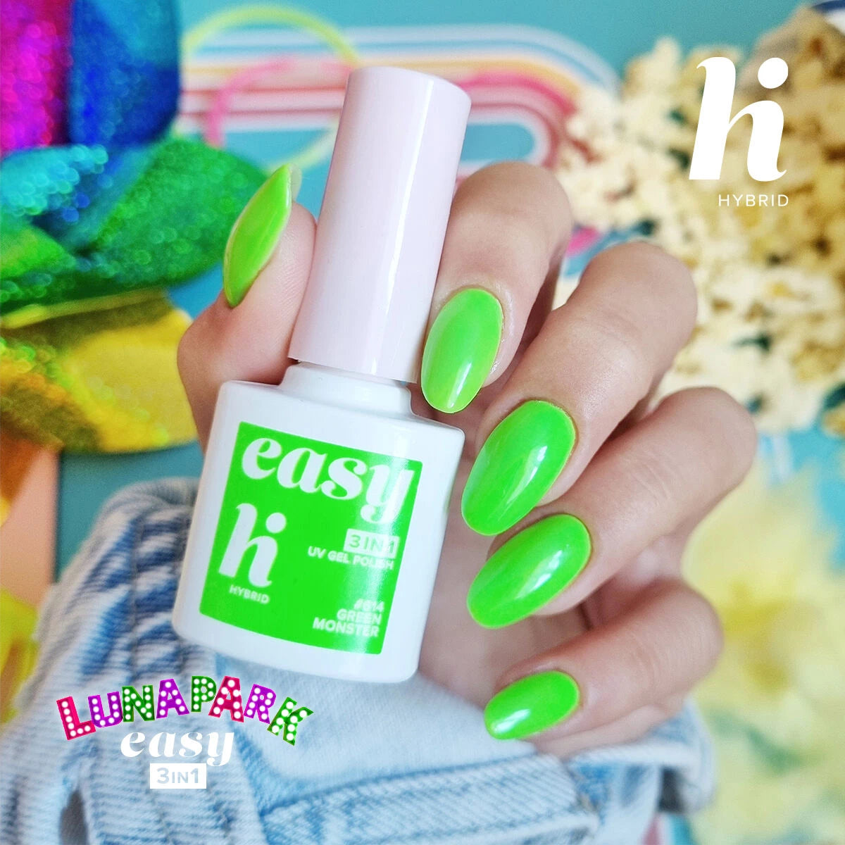 Hi Hybrid 614 EASY 3in1 Green Monster UV Gel Polish 5ml - hihybrid