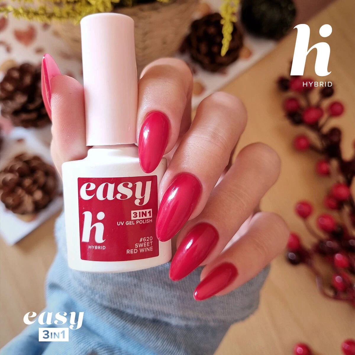 Hi Hybrid 620 EASY 3in1 Sweet Red Wine UV Gel Polish 5ml - hihybrid