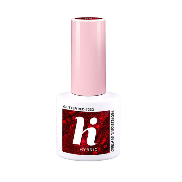 Hi Hybrid 232 Glitter Red UV Gel Polish 5ml - hihybrid