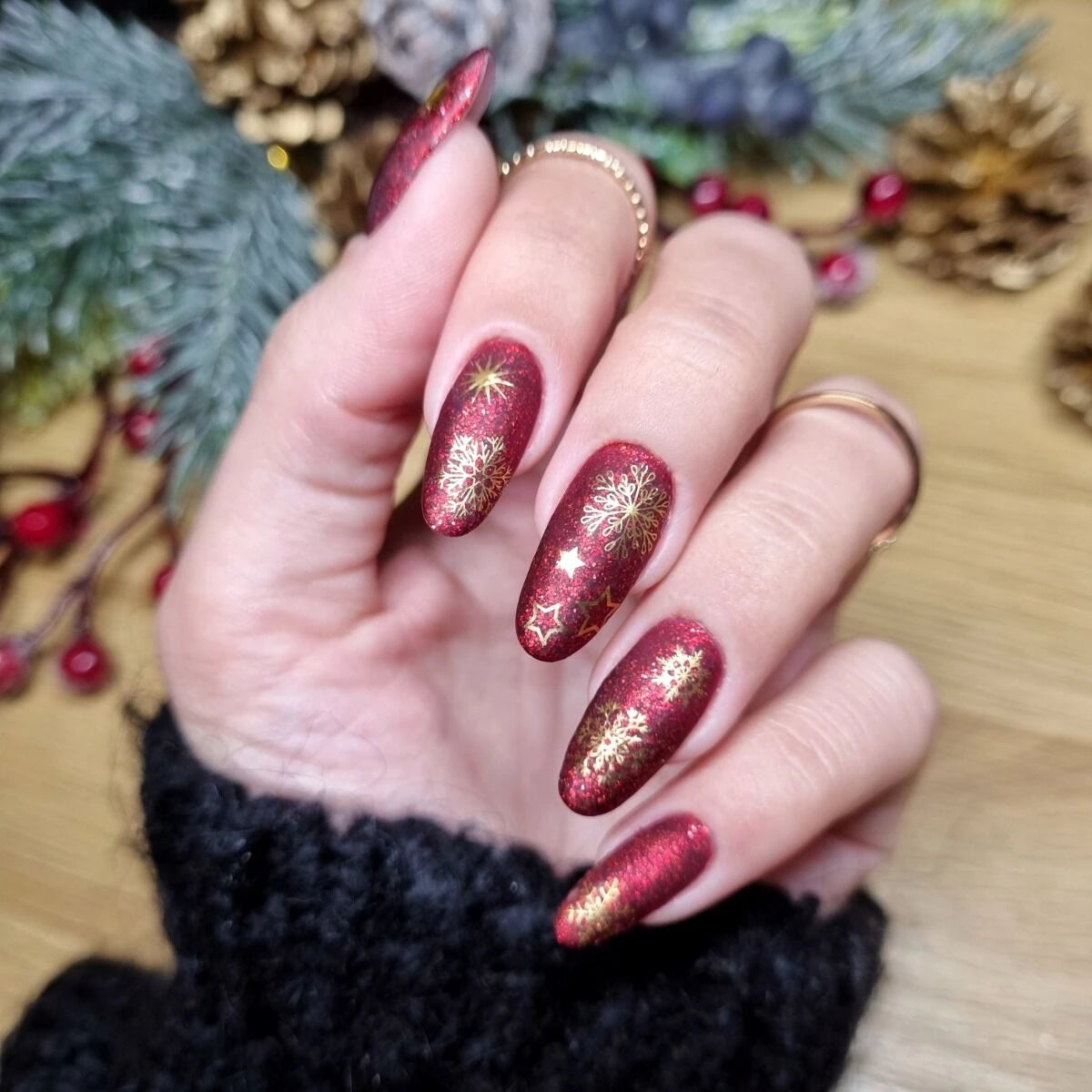 Hi Hybrid Nail Stickers - XMAS 02 Gold Snowflakes - hihybrid